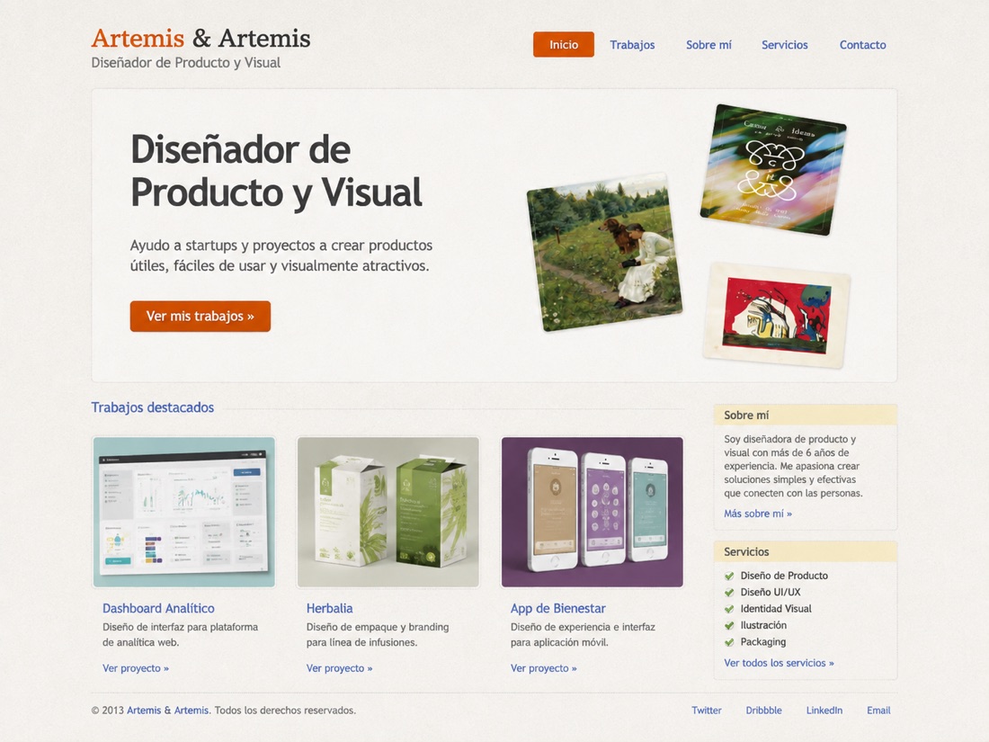Web anterior de Artemis & Artemis