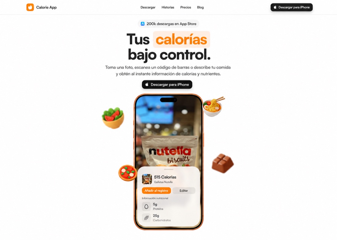 Nueva web de Calorie App, diseñada por Smoothwave