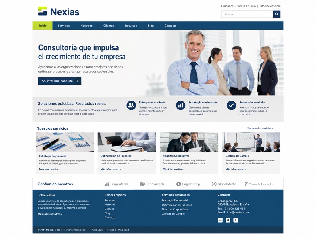 Web anterior de Nexias