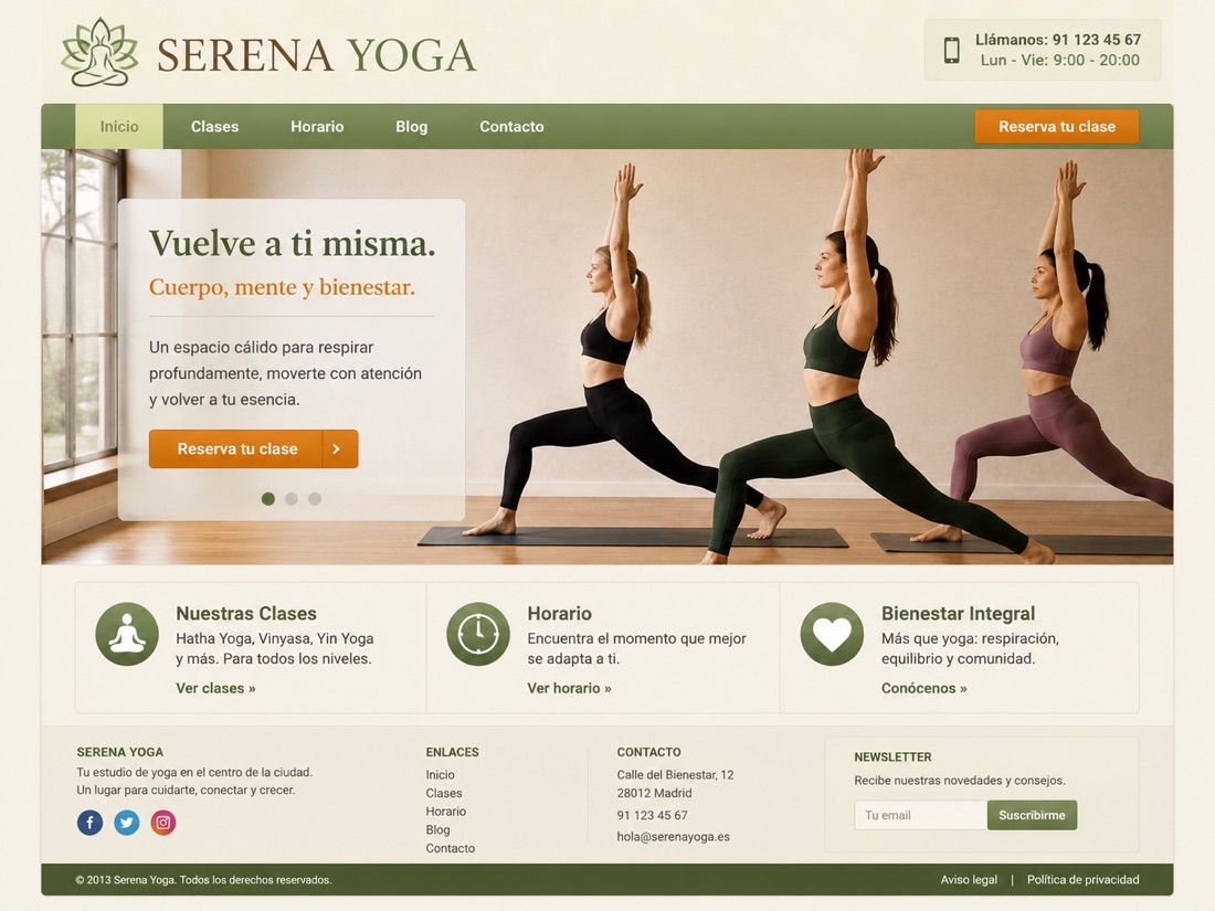 Web anterior de Serena Yoga