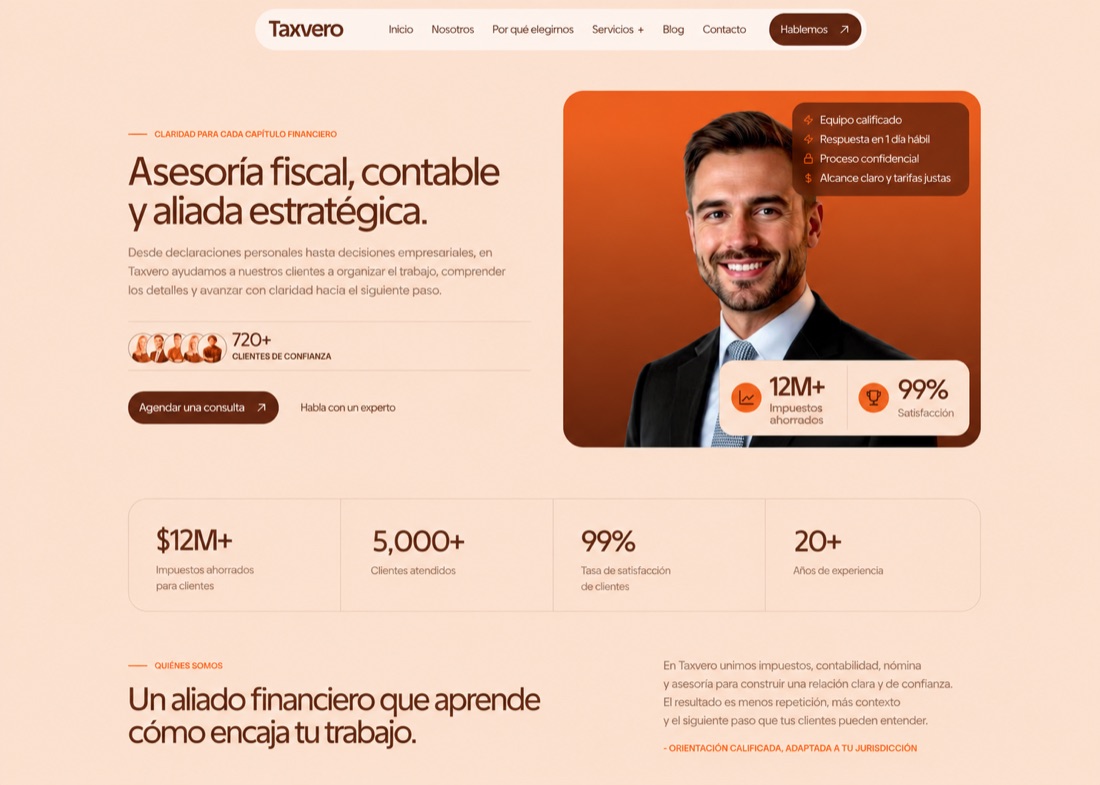 Nueva web de Taxvero, diseñada por Smoothwave