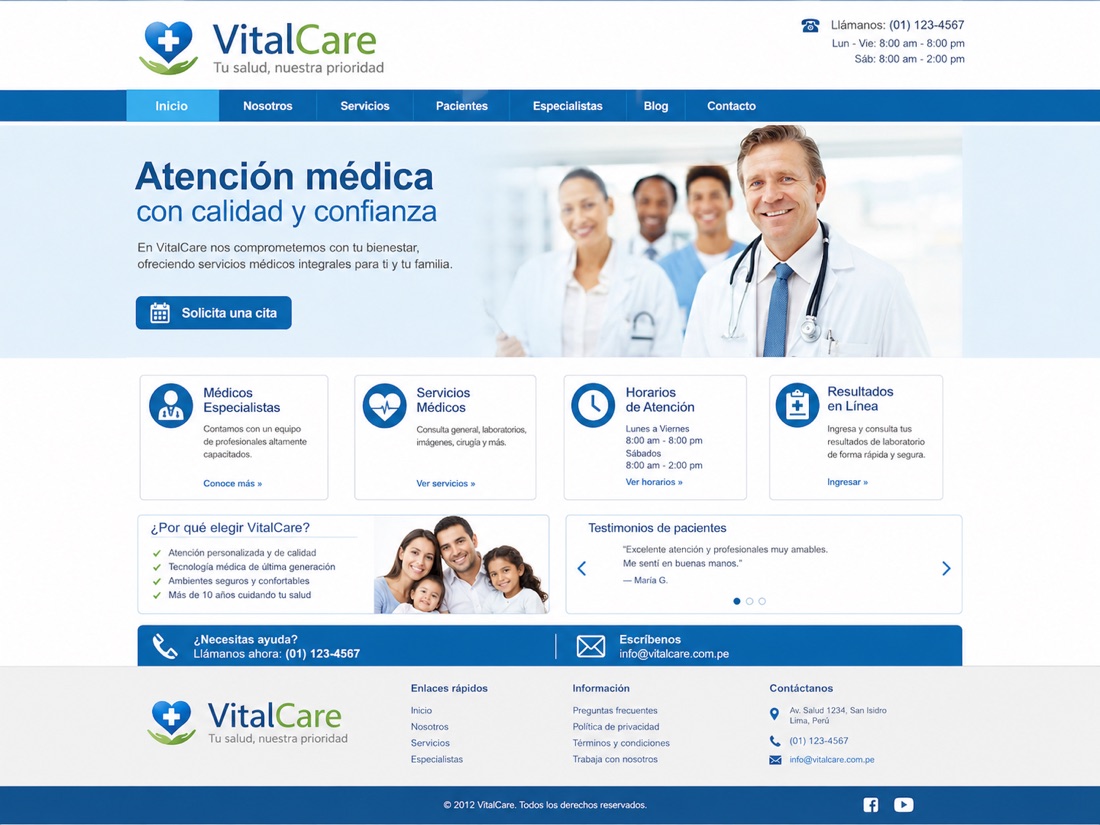 Web anterior de VitalCare